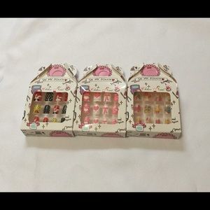 Short nail printed cartoon design set of 3